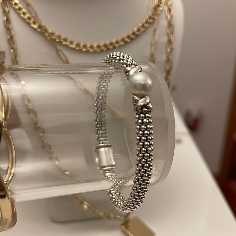 New Lagos Luna Pearl Rope Bracelet Caviar 925.